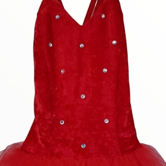 Curtain Call Costumes sz CSM Red velvet Rhinestone Valentines Christmas - Picture 4 of 10